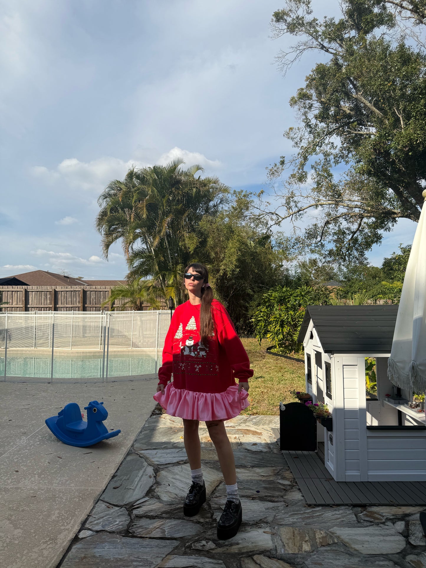 The sweatshirt dress in holiday party